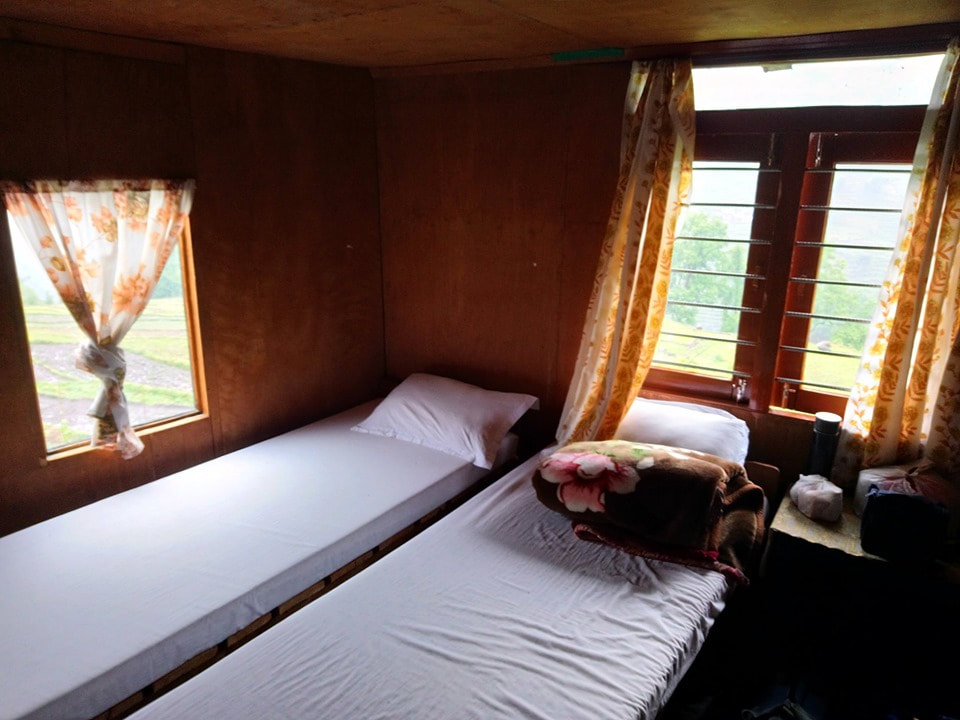 Finally reached our guesthouse and our room! The advantage of off - season trekking? We had the whole guesthouse to ourselves, toilet, shower, dining included! Woohoo! □
