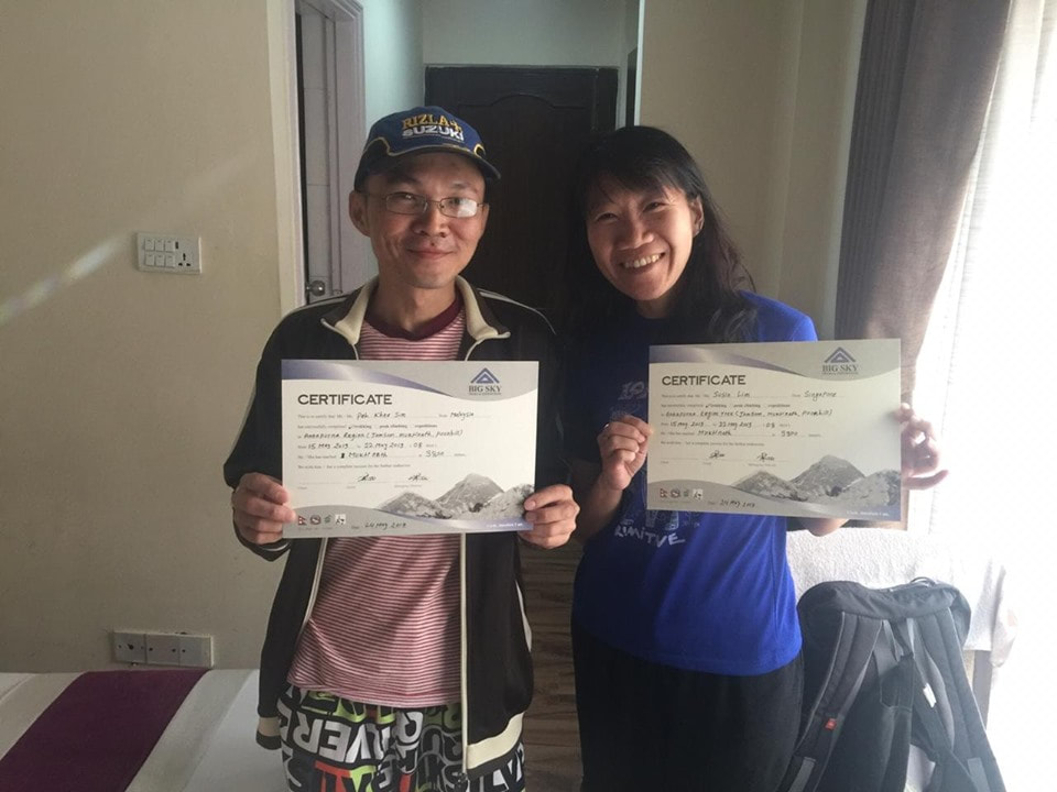 Back to our Kathmandu hotel, we received our trekking certs, souvenir gifts & our stamped trekking permits □ (much to our pleasant surprise).
Photo Credit : Bhakti Devkota. -- with Peh Khee Sim.
