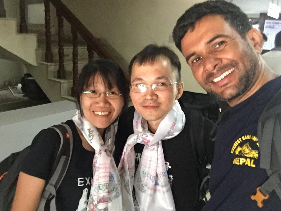 Bhakti presented us with scarf of farewell and safe journey.. Photo in hotel.
Selfie photo credit : Bhakti Devkota -- with Peh Khee Sim and Bhakti Devkota.